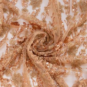 Dantela aurie luxury cu perle, margele si paiete