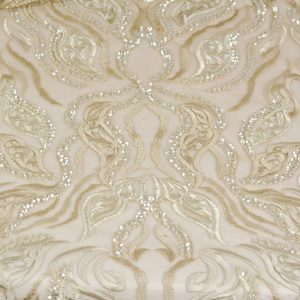 Dantela brodata cu paiete - Bej 2 Dantela brodata cu paiete - Bej