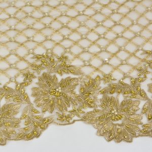 Dantela cu perle si paiete - Auriu 2 Dantela cu perle si paiete - Auriu