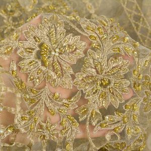 Dantela cu perle si paiete - Auriu 3 Dantela cu perle si paiete - Auriu