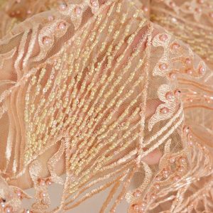 Dantela cu margele si perle - Roz Somon 3 Dantela cu margele si perle - Roz Somon