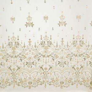 Dantela cu perle si paiete - Bej/Auriu 3 Dantela cu perle si paiete - Bej/Auriu