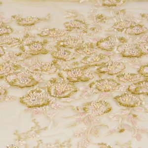 Dantela cu pietre - Auriu si roz