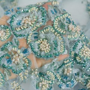 Dantela cu perle - Turcoaz 4 Dantela cu perle - Turcoaz