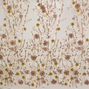 Dantela cu flori, margele si paiete - Maro 4 Dantela cu pietre - Maro