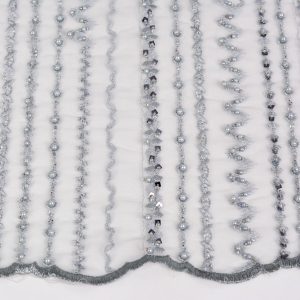 Dantela cu pietre - Gri cu flori