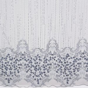 Dantela cu pietre - Gri cu flori