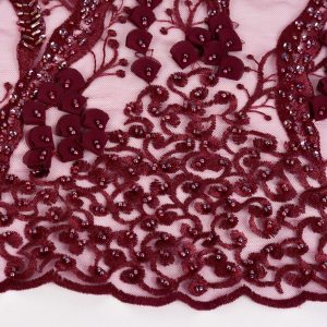 Dantela cu margele si paiete - Visiniu