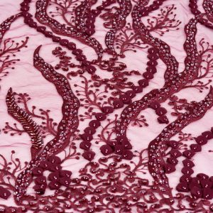 Dantela cu margele si paiete - Visiniu