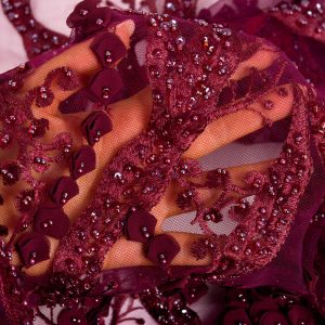 Dantela cu margele si paiete - Visiniu