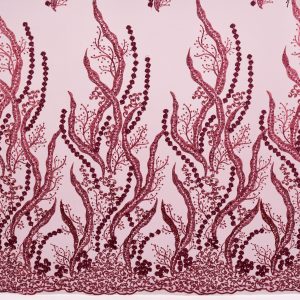 Dantela cu margele si paiete - Visiniu