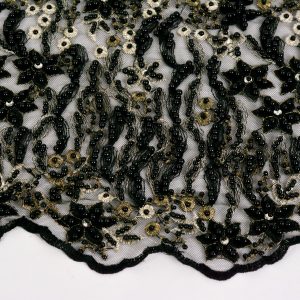 Dantela cu margele - Negru si Auriu