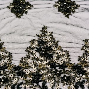 Dantela cu margele - Negru si Auriu 2 Dantela cu margele - Negru si Auriu