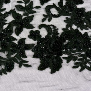 Dantela cu perle si paiete - Negru