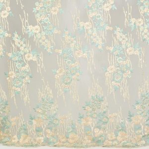 Dantela cu margele si paiete - Crem si menta 3 Dantela cu margele si paiete - Crem si menta