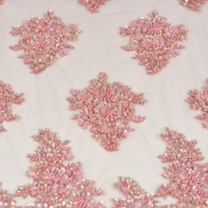 Dantela cu margele si paiete - Roz Pudra 2 Dantela cu margele si paiete - Roz Pudra