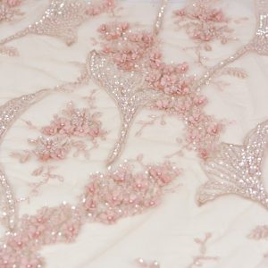 Dantela cu margele si paiete - Roz 2 Dantela cu margele si paiete - Roz