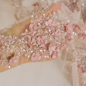 Dantela cu margele si paiete - Roz 3 Dantela cu margele si paiete - Roz