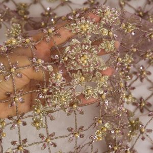 Dantela cu pietre - Plamaniu cu Auriu