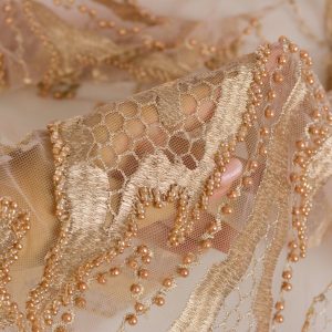 Dantela cu perle - Auriu 3 Dantela cu perle - Auriu