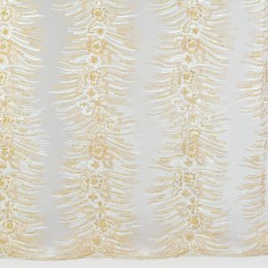 Dantela cu margele - Alb cu Auriu 4 Dantela cu pietre - Alb cu Auriu