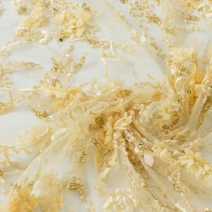 Dantela Galbena cu Flori - Texmag.ro