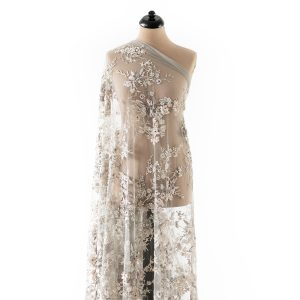 Dantela Gri Bej Flori 1 Dantela Gri Bej Flori