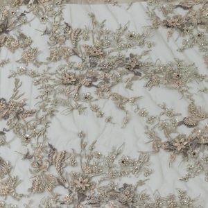 Dantela Gri Bej Flori 4 Dantela Gri Bej Flori