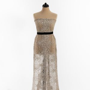 Dantela gri cu pietre, perle si margele 2 Dantela gri cu pietre, perle si margele