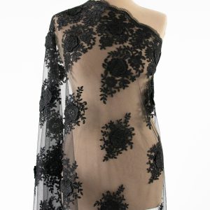 Dantela neagra flori 3d