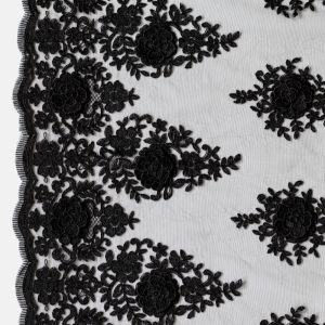 Dantela neagra flori 3d