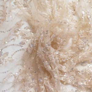 Dantela nude cu paiete si margele