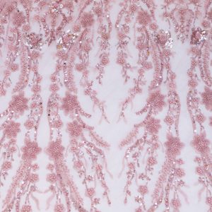 Dantela roz accesorizata cu paiete, perle si margele 10 dantela roz accesorizata cu paiete perle si margele 5