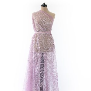 Dantela roz cu margele si paiete