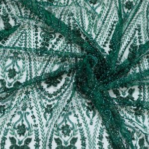 Dantela verde cu flori din paiete margele si perle 6 dantela verde cu flori din paiete margele si perle 1