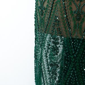 Dantela verde cu flori din paiete margele si perle 4 dantela verde cu flori din paiete margele si perle 5