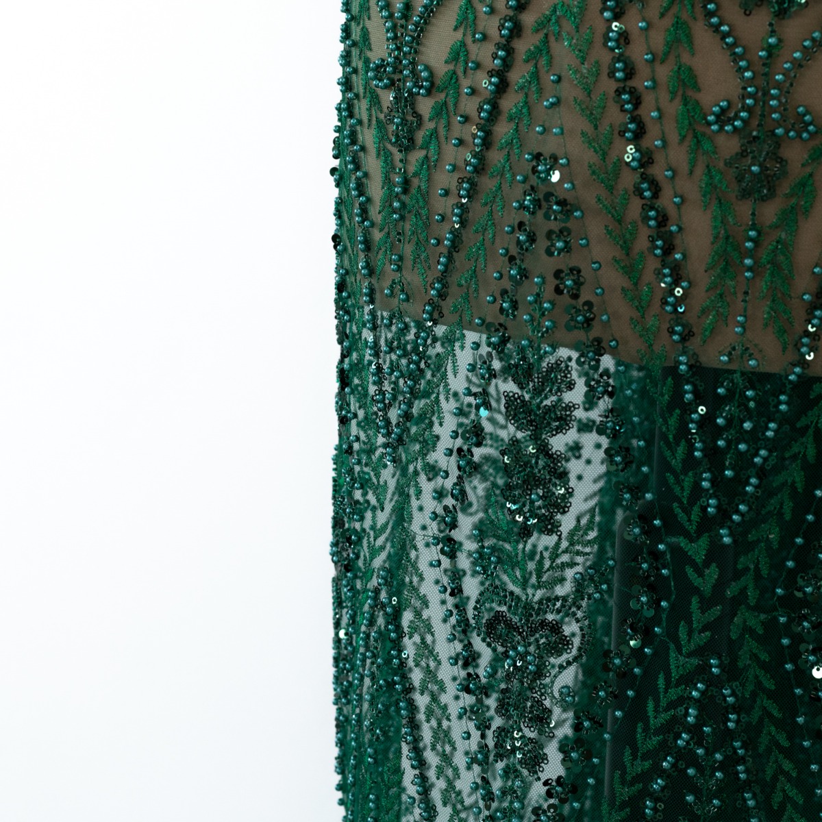 images dantela verde cu flori din paiete margele si perle 5