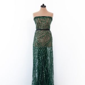 Dantela verde cu siraguri din paiete margele si perle 4 dantela verde cu siraguri din paiete margele si perle 2