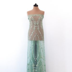 Dantela verde mint cu flori din paiete margele si perle 2 dantela verde mint cu flori din paiete margele si perle 11