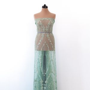 Dantela verde mint cu flori din paiete margele si perle 3 dantela verde mint cu flori din paiete margele si perle 12