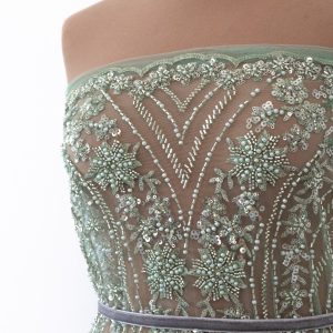 Dantela verde mint cu flori din paiete margele si perle 5 dantela verde mint cu flori din paiete margele si perle 3