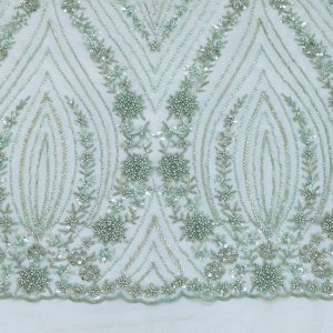 Dantela verde mint cu flori din paiete margele si perle 10 dantela verde mint cu flori din paiete margele si perle 5