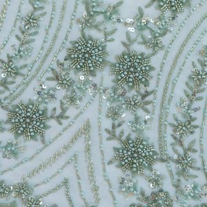 Dantela verde mint cu flori din paiete margele si perle 11 dantela verde mint cu flori din paiete margele si perle 6