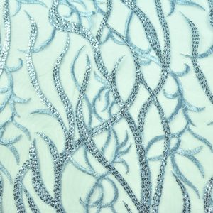 Dantela cu paiete - Crengute bleu cu argintiu 