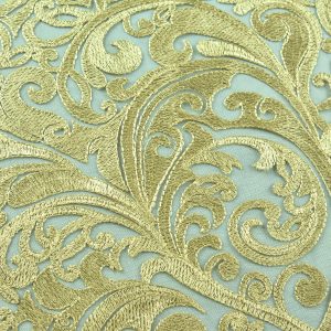 Dantela brodata - Auriu cu model floral 3 dccsd2054