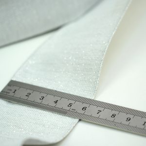 Elastic Latime 6 cm Alb cu fir lame Argintiu 3 Elastic Latime 6 cm Alb cu Sclipici