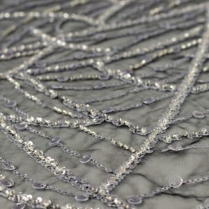 Dantela argintie cu paiete