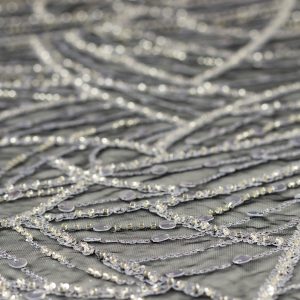 Dantela argintie cu paiete