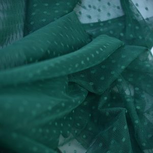 Tiul fin cu buline mici - Verde 2 Tiul fin cu buline mici - Verde