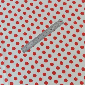 Satin Imprimat- Alb cu buline rosii 2 Satin Elastic - Alb cu buline rosii